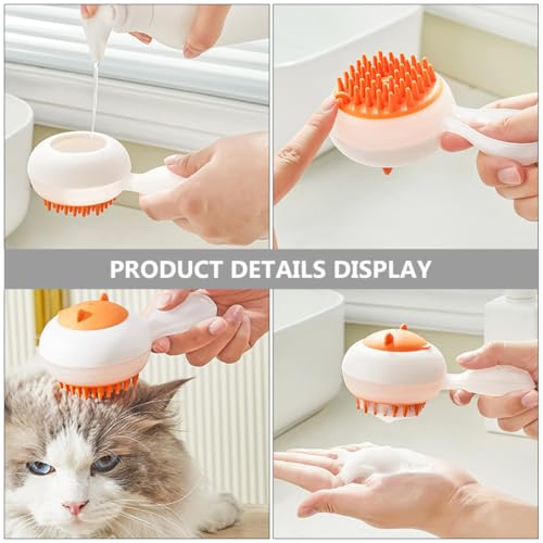 GANAZONO Dog Bathing Brush Pet Grooming Massager with Soft Silicone Head for Small Dogs and Cats, Multifunctional Shampoo Dispenser Scrubber for Pet Cleaning and Bathing