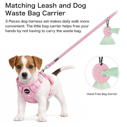 Petmolico No Pull Cute Dog Harness for Small Dogs, with Two Leash Clips and Soft Handle, Reflective Easy Walk Dog Harness- Light Pink,Small - color: Light Pink, size: Small
