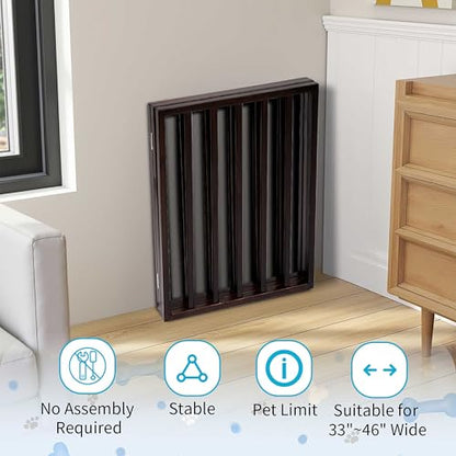 53.5" Freestanding Dog Gate, 3-Panel Indoor Wooden Pet Gate for House, Folding Pet Gate Indoor, Dog Barrier for Stairs, Puppy Fence for Stairsways Hallways Entrance, No Assembly Required, Walnut - size: 3 Panels-Walnut