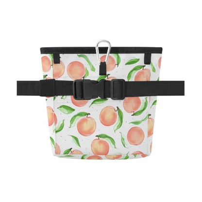 Peach Water-Resistant Dog Treat Pouch, 3 Ways to Wear Treat Bag with Magnetic Closure & Reflective Strip, Hands-Free for Pet Training, Walking