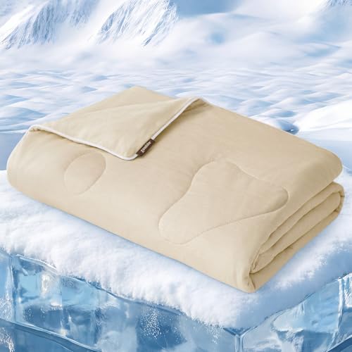 ZOMISIA Cooling Blanket for Large Dogs - Washable Dog Cooling Mat for Hot Weather, Travel Soft Pet Summer Essentials, Khaki, 40"x50" - color: Khaki, size: L(40x50")