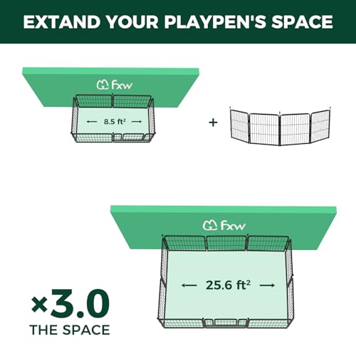 FXW Instant Unleashed Dog Playpen, Portable Pet Fence for Outdoor, RV Trips, and Camping, 24inch, 4 Panels for Puppy and Small Dogs│Patented - size: 24"H