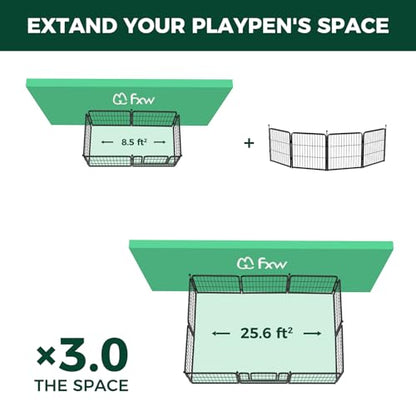 FXW Instant Unleashed Dog Playpen, Portable Pet Fence for Outdoor, RV Trips, and Camping, 24inch, 4 Panels for Puppy and Small Dogs│Patented - size: 24"H