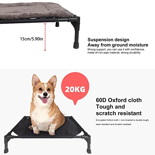 Dog Travel Cot, Elevated Dog Cot with Canopy, Travel Outdoor Camping Dog Bed with Washable Pad, Folding Outdoor Raised Elevated Cooling Dog Cot Beds for Small Dogs - color: Pet camp bed+cushion+ceiling