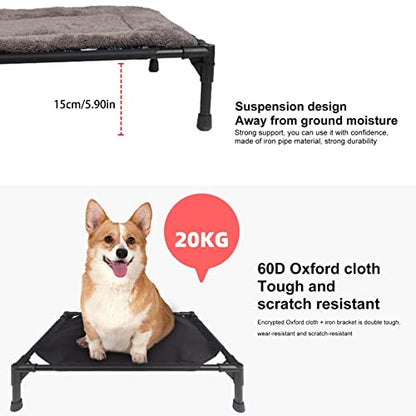 Elevated Pet Bed, Comfortable Elevated Extra Large Dog Bed with Removable Canopy, 2 in 1 Foldable & Weather Proof Oxford Fabric Dog Bed, Portable & Cozy Pet Cot for Camping Beach Outdoor Activities - size: 16.93*21.85*22.44 inches