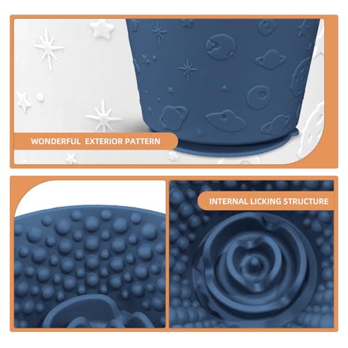Dog Lick Bowl,Anxiety Relief Non-Slip Silicone Treat Bowl,Durable Anti-Choking Long-Lasting Enrichment Slow Feeder Licking Mat for Small Medium Large Breed,Freezable BPA Free Silicone Dishwasher Safe - color: Dark Blue, size: M-L