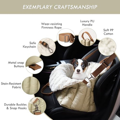 ClevaHome Small Dog Car Seat & Travel Carrier & Pet Bed, Soft Fleece Interior for Dogs up to 10lbs, Stylish Pet Travel Tote for Indoor and Outdoor Use - style: Fleece