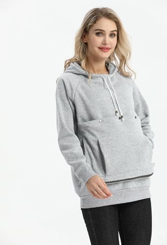 Pet Cat Dog Pouch Hoodie Small Animal Carrier – Kitten Puppy Pouch Sweatshirt Holder Fleece Unisex Hoodies Light Grey - color: Light Grey, size: Small