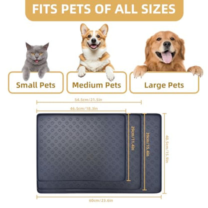 Silicone Dog Food Mat, 100% Waterproof Pet Feeding Mat with Raised Edge, Non-Slip Bowl Placemat for Cats & Dogs, Pets Accessories, 18.3” x 11.4” - color: 18.3" x 11.4" Black