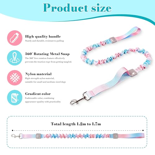 Dog Leash for Small to Medium Dogs, Shock Absorbing Dog Leashs, Dog Walking Leash, Dog Training Leashs, Ombre Color， 4-5.5 Feet(Pink-Blue Ombré) - color: Pink-Blue Ombré
