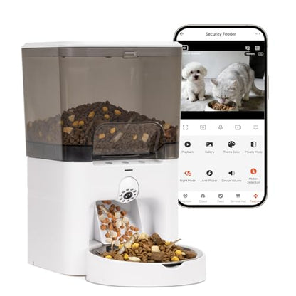 Automatic Cat Feeder with Camera, 6L Cat Food Dispenser, Scheduled Auto Pet Feeder, Smart App Remote Monitoring with Night Vision, 5G/2.4G WiFi, Low Food Alerts,2-Way Audio