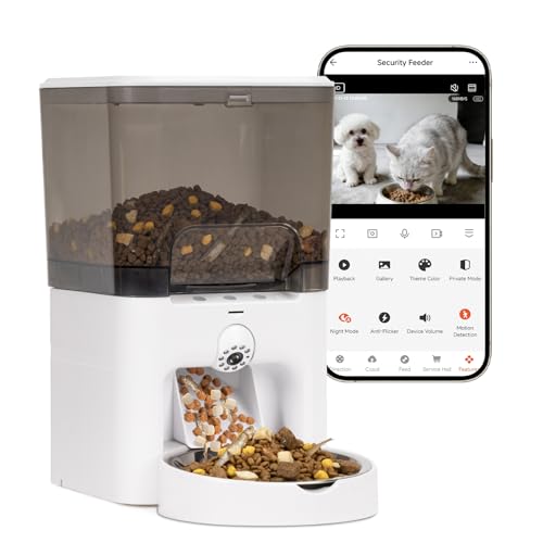 Automatic Cat Feeder with Camera, 6L Cat Food Dispenser, Scheduled Auto Pet Feeder, Smart App Remote Monitoring with Night Vision, 5G/2.4G WiFi, Low Food Alerts,2-Way Audio