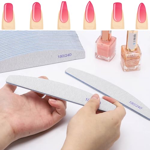 50 Pieces 180/240 Grit Nail Files for Natural Nails, Fingernail Files Double Sided Emery Boards for Nails - size: 50 Count(180/240 Grit)