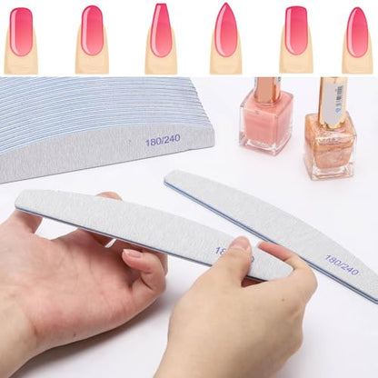 50 Pieces 180/240 Grit Nail Files for Natural Nails, Fingernail Files Double Sided Emery Boards for Nails - size: 50 Count(180/240 Grit)