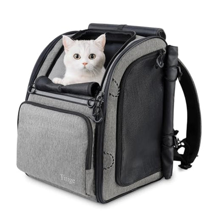 Premium Dog & Cat Carrier Backpack for Travel, Hiking & Vet Visits - Solid Durable Pet Backpack with Breathable Mesh, Safety Strap, Anti-Anxiety Curtain & Storage Pockets (Gray) - color: Gray
