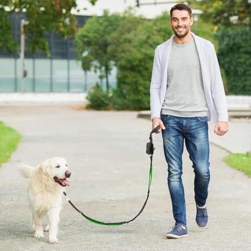 Dog Poop Bag Holder with Dispenser & Storage Pouch - Includes Adjustable Reflective Dog Leash (6FT Bungee, Padded Handles) - Durable Leash for Walking, Training & Travel (Aqua) - color: Aqua