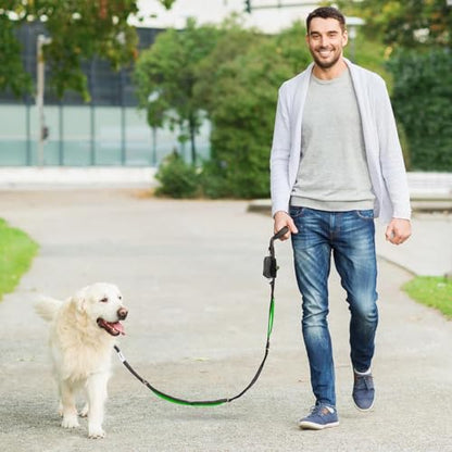 Dog Poop Bag Holder with Dispenser & Storage Pouch - Includes Adjustable Reflective Dog Leash (6FT Bungee, Padded Handles) - Durable Leash for Walking, Training & Travel (Aqua) - color: Aqua