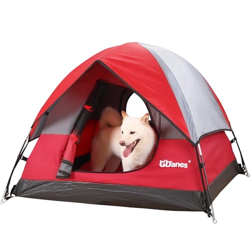 GDanes Red Dog Tent House - Portable Indoor/Outdoor Dog Bed with Soft Pad for Large Dogs, 42 x 42 x 32 Inches - style: Red