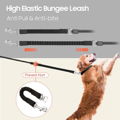 Happy & Polly 4-in-1 Dog Leash - Retractable, Heavy Duty, 16.4 ft with Flashlight & Bungee for Small Dogs