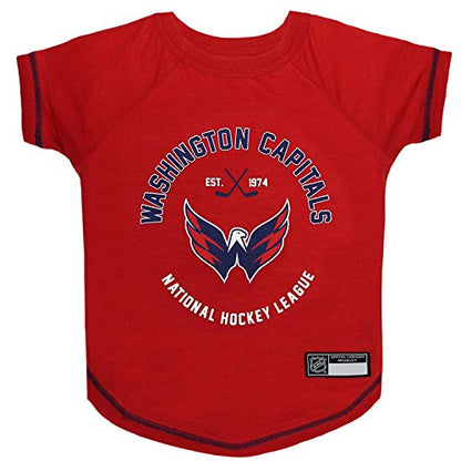 NHL Washington Capitals Tee Shirt for Dogs & Cats, X-Small. - Are You A Hockey Fan? Let Your Pet Be An NHL Fan Too! - color: Washington Capitals, size: X-Small