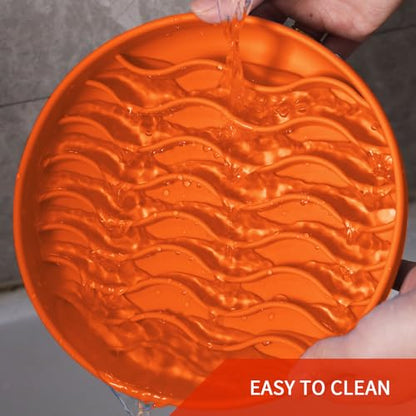 Slow Feeder Dog Bowls, Silicone Food Bowl Anti-Gulping, Pets Puppy Slow Feeder with Suction Cups, Dishwasher Microwave Safe for All Small Medium Dogs, Wave Design Orange - color: orange