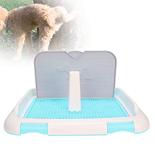 Dog Toilet Pad, Reusable Indoor Potty Tray with Dry Paw Drainage and Removable Wall for Small Apartment Plastic Blue 18.3 x 13.9 x 9.3 in 1 Pack