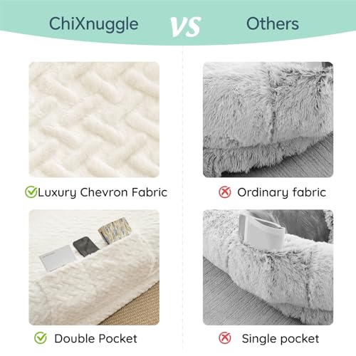 ChiXnuggle Faux Fur Washable Human Dog Bed Cover | 72*40*10,removable replace cover,soft fur,non-slip bottom,white - color: White, size: Cover (72x40x10)