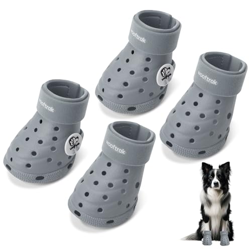 Dog Shoes Breathable Dog Shoe for Hot Pavement, Dog Booties and Paw Protectors, Non-Slip Waterproof Dog Sandals Boots (Gray, L: (3.1’’x2.5'')(L*W)) - color: Gray, size: L: (3.1’’x2.5'')(L*W)