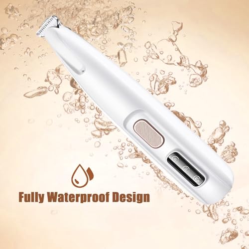 Dog Paw Trimmer with LED Light, 2025 Upgraded Waterproof Rechargeable Electric Pet Grooming Tool, 18 mm Widen Blade, 35 dB Low Noise,Includes Replacement Blades for Dogs and Cats - color: White