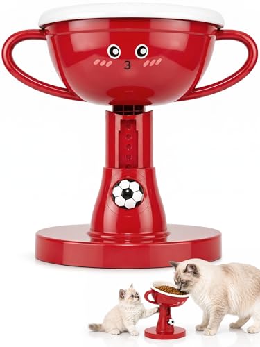 Adjustable Cat Bowls - 7-Level (4.7"-8.2") Raised Cat Food Bowls 60°Tilted Pet Water Bowl for Large Small Cats Dogs, Anti-Vomiting Spine Protection, Non-Slip Stand Dishwasher Safe, Red - color: Red