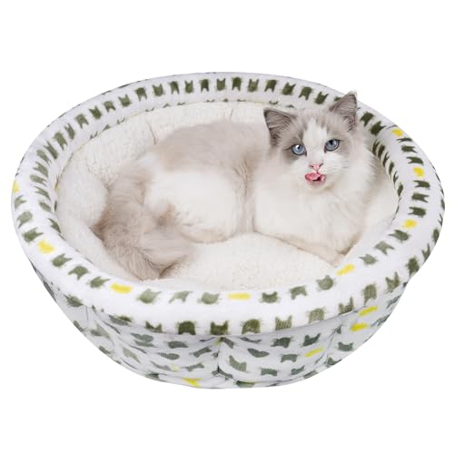 AIWIKIDE Super Soft Small Dog & Cat Bed, Anti-Anxiety Puppy Cuddler, Cozy Round Fluffy Plush Pet Bed, Machine Washable Faux Fur Donut Cuddler - color: Beige