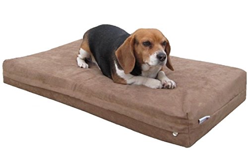 Dogbed4less Orthopedic Gel Cooling Memory Foam Dog Bed with Waterproof Liner and External Washable Cover for Small to Medium Pet - color: Microsuede in Brown, size: Medium 35" Length X 20" Width