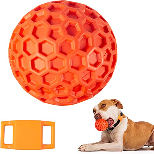 Squeaky Dog Balls, Indestructible Dog Toys for Aggressive Chewers Large/Medium Breed, Natural Rubber Interactive Chew Toys for Teeth Clean, Relieves Anxiety (Orange) - color: Orange