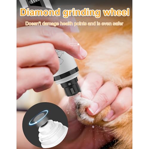 Dog Nail Grinder, 3-Speed, Ultra Quiet for Small to Large Dogs | Dual LED Lights for Quick Visibility, 7000-9000 RPM, <40dB, Ergonomic Grip, Multiple Grinding Ports, 2000mAh