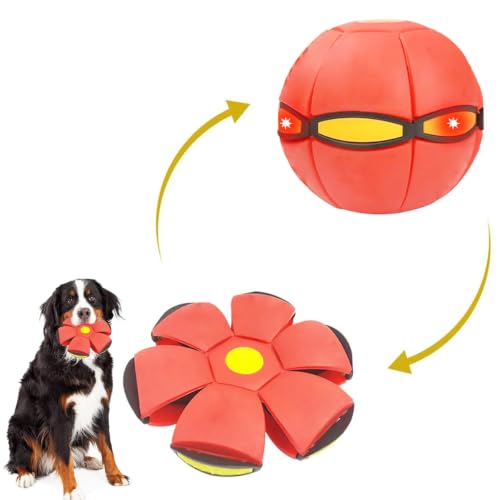 UFO Magic Ball,Portable Glowing Flying Toys Creative Fly Saucer Stomp Magic Balls,Decompression Flying Flat Throw Disc Balls Toy for Childrens Outdoor Sports Kids Gift - color: Red