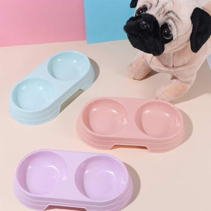 Pet Food and Water Bowl, Double Feeding Bowls, Small Grey, for Cats and Small Dogs, Portable Pet Accessories (Apricot) - color: Apricot
