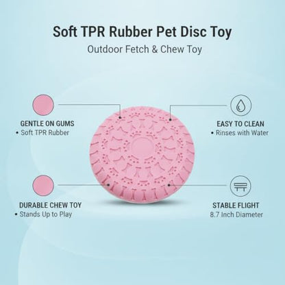 Compatible with Interactive Fetch Play, Soft TPR Rubber Dog Flying Disc, Flexible 8.7 Inch Outdoor Toy for Dogs - color: Pink