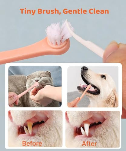 5Pack Ultra Soft Pet Toothbrush for Small Dog & Cat Toothbrush Set with 2 Finger Brushes - Soft Bristles for Gentle Pet Dental Care, Teething & Gingivitis Prevention for Puppies & Kittens - color: Model A-small Head