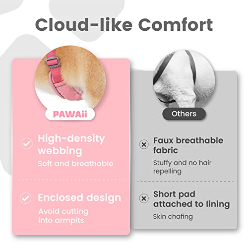 Pawaii No Pull Dog Harness with Pet ID Tag,Reflective Strips No Choke Front O Ring Breathable Mesh Adjustable Soft Padded Pet Vest with Easy Control Handle for Medium Dogs | Built for safer walks with a QR Pet ID Tag, front no pull clip, reflective trim,