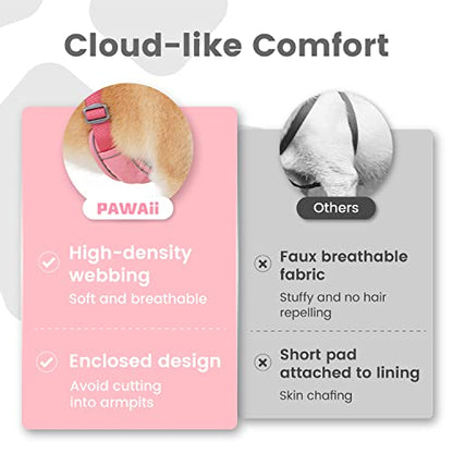 Pawaii No Pull Dog Harness with Pet ID Tag,Reflective Strips No Choke Front O Ring Breathable Mesh Adjustable Soft Padded Pet Vest with Easy Control Handle for Medium Dogs | Built for safer walks with a QR Pet ID Tag, front no pull clip, reflective trim,