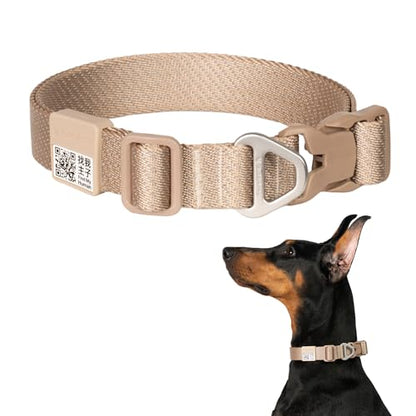All-Weather Dog Collar Reflective Adjustable Soft Nylon QR Code Anti-Lost Collar Breathable with Quick-Release Buckle Patent Alloy Ring for Small Medium Large Dog (Super Reflect-Earth, L) - color: Super Reflect-Earth, size: L