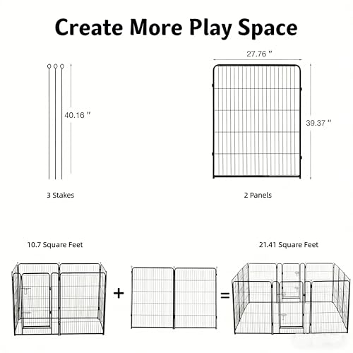 Simple Deluxe Dog Playpen Outdoor Indoor, 40 Inch 2 Panels Dog Fence for Small Dogs Puppy, Perfect Dog Pen for Camping, Yard, RV, Garden Fence, Black - size: 40 Inch 2 Panels