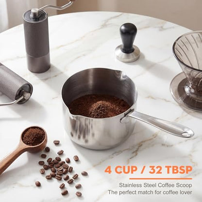 Dog Food Scoop 4 Cup Stainless Steel Measuring Cups Metal Pet Scooper with Inner Precision Scale Measurement for Wet Dry Dog Food(4 CUP) - size: 4 CUP
