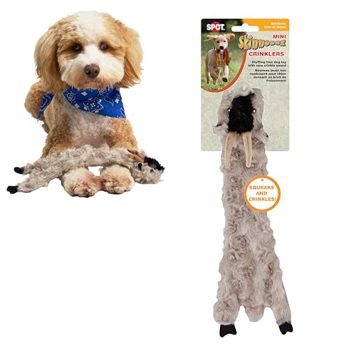 SPOT Skinneeez Crinklers Goat - Stuffing-Free Dog Toy with Crinkle & Squeaker Sounds, Durable for Moderate Chewers, Tug Toy for Small Dogs & Puppies, 14in - style: Small Goat