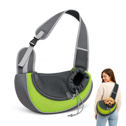 Dog Carrier Sling for Small Dogs Cats, Puppy Sling, Pet Sling Carrier for Walking Hiking Shopping Travel Public Transport, Breathable Puppy Carrier with Adjustable Strap Hands Free Pet Bag