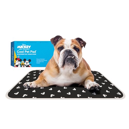 The Green Pet Shop Cool Pet Pad - Medium, Disney’s Mickey & Minnie Mouse - Self-Cooling, Pressure Activated Mat for Dogs & Cats from 21-45 lbs - Non-Toxic Gel, No Water Needed - color: Mickey & Minnie, size: Medium