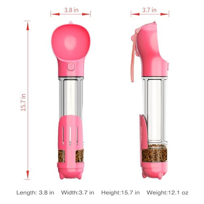 DoqiPaw Dog Travel Water Bottle Leak Proof No Spill Lead Leash Waterer Feeder Accessory Alternative to Dispenser Portable Pet Bowl Large Dogs(500ml) (Pink) - color: Pink
