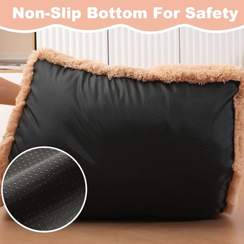 Bedfolks Plush Waterproof Dog Crate Bed, Removable Washable Cover, Faux Fur, Fluffy Kennel Bed 17"x12", Camel - color: Solid Camel, size: XX-Small(17x12'')