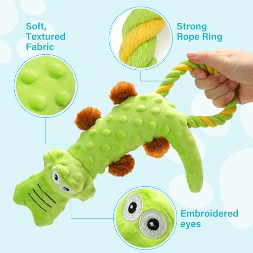 Prime Pets Squeaky Dog Toys, 2 Pack, Tough Stuffed Tug of War Dog Toys for Small Medium Large Dogs, Interactive Puppy Chew Toy to Keep Them Busy