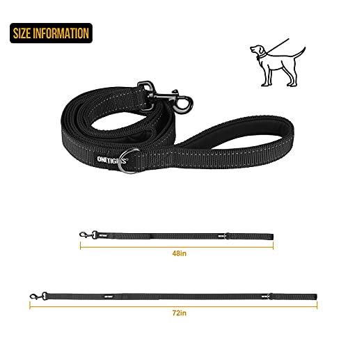 OneTigris Handled No-Pull Dog Walking Leash Long Traffic Leads for Medium to Large Dogs (Black, 4FT) - color: Black, size: 4FT